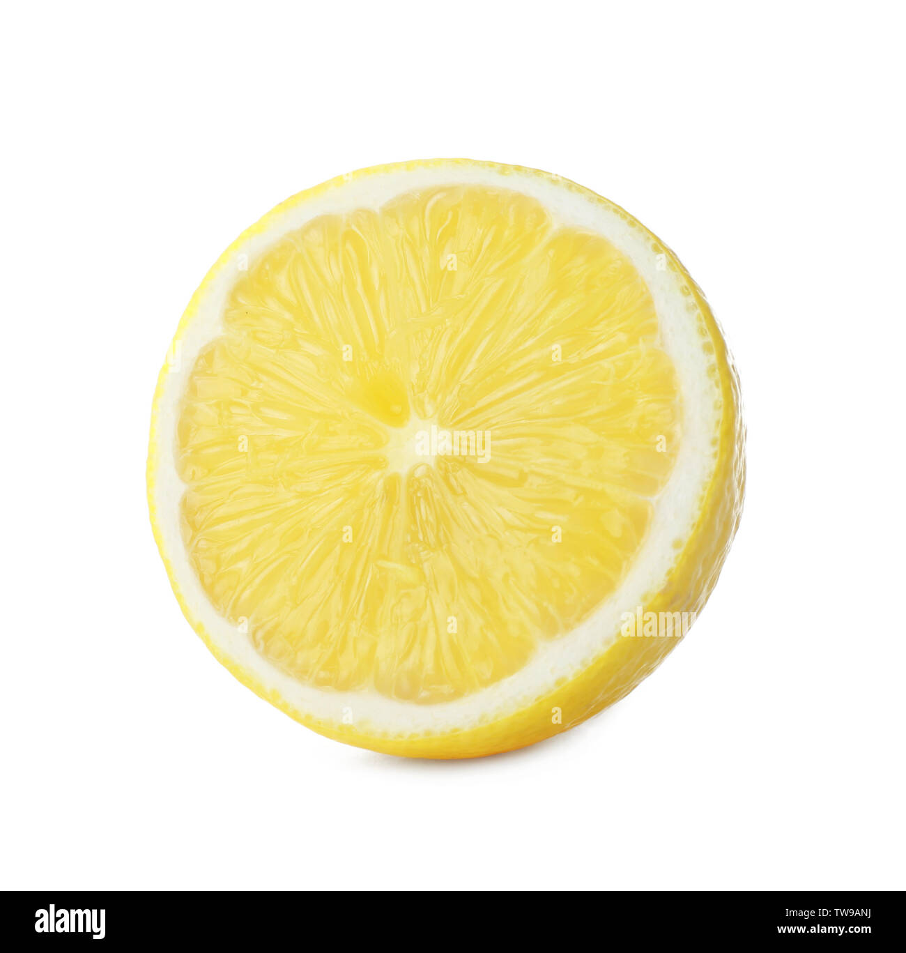 Cut lemon on white background Stock Photo - Alamy