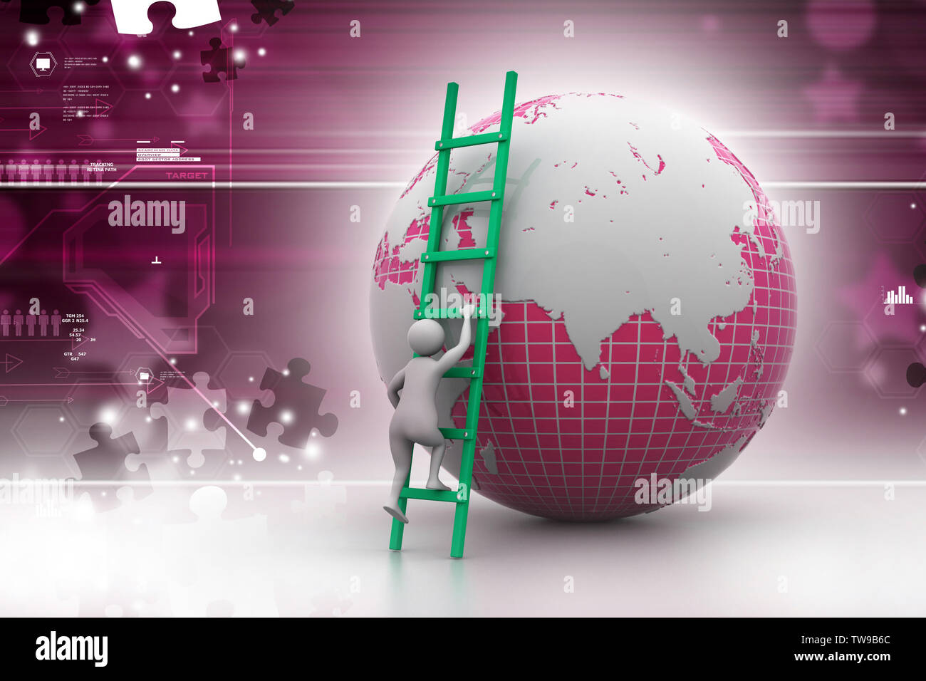 Earth globe and ladder Stock Photo - Alamy
