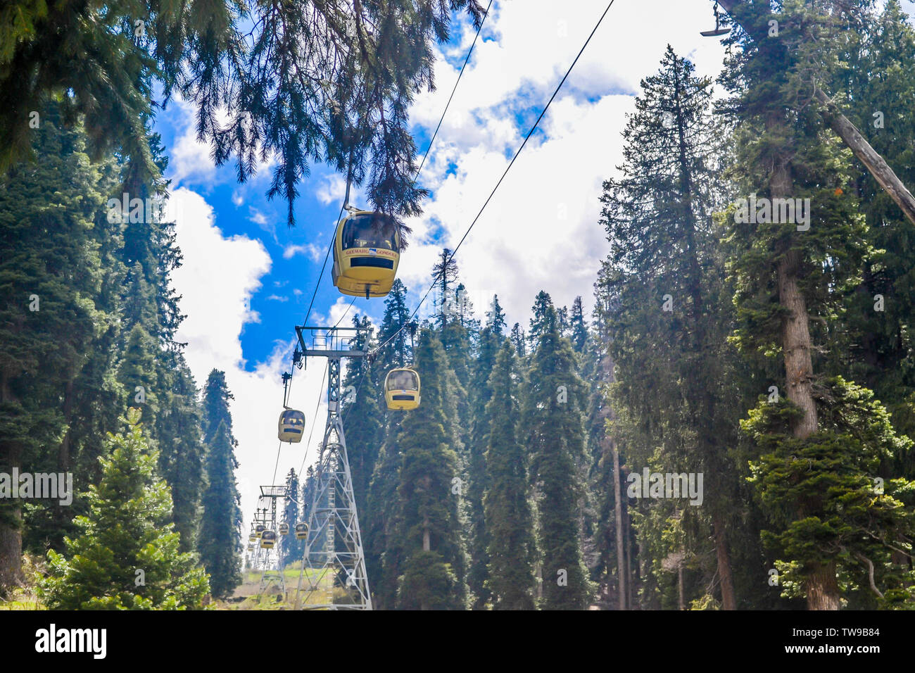 Rope ways or Gandola Cable car in Gulmarg Ski Area of Jammu and Kashmir