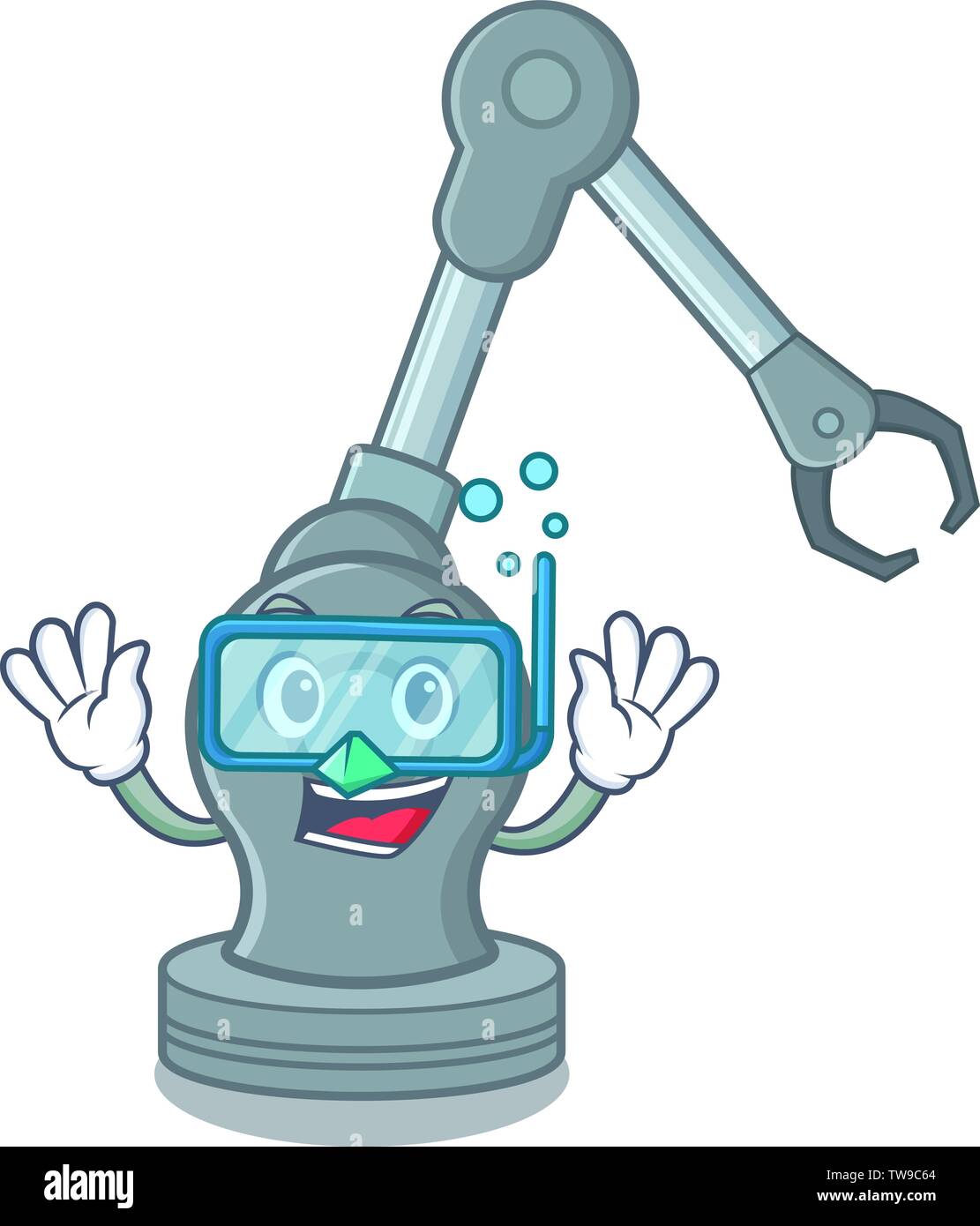 Diving toy robotic arm machine on cartoon shape Stock Vector Image