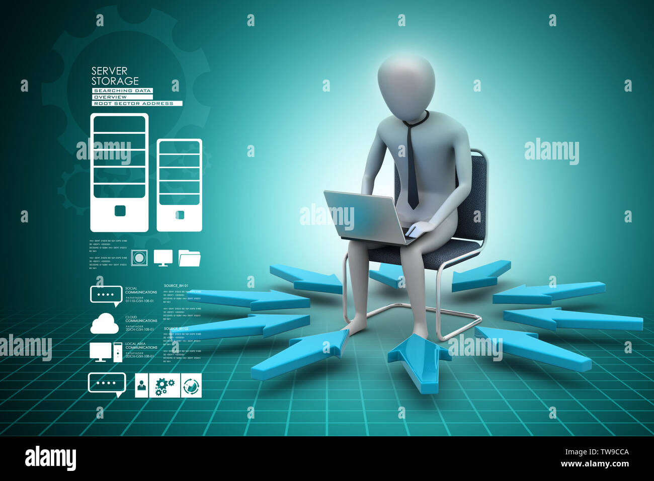 3d man working on laptop Stock Photo - Alamy