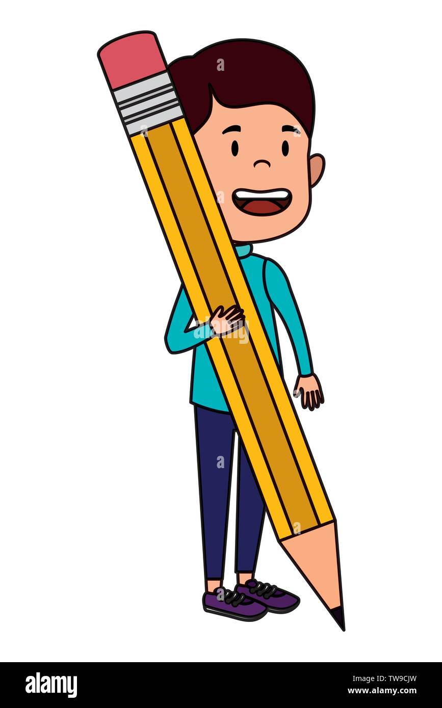 happy student boy writing with pencil Stock Vector Image & Art - Alamy