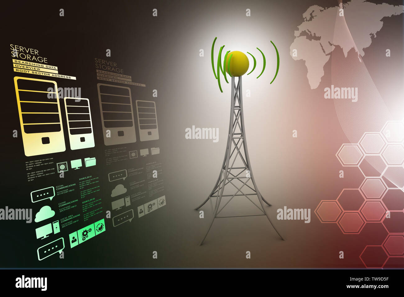 Signal tower with networking Stock Photo Alamy