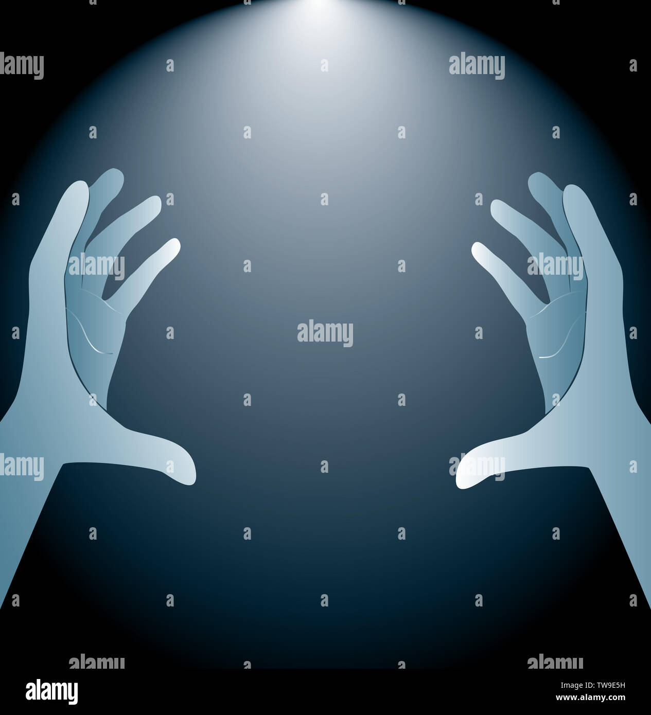 technology hands holding and lighting background Stock Photo