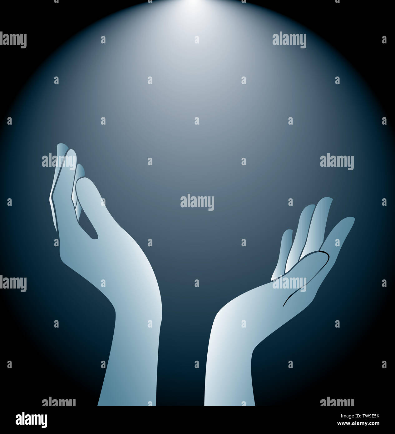 technology hands holding and lighting background Stock Photo