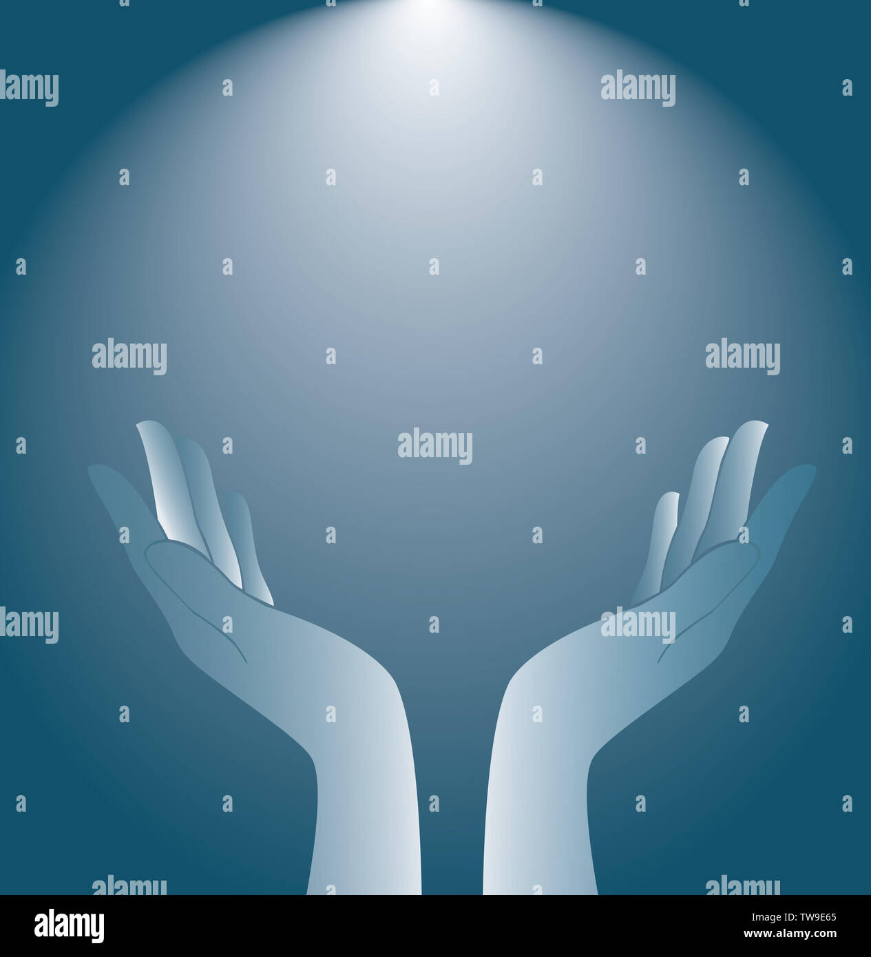 technology hands holding and lighting background Stock Photo