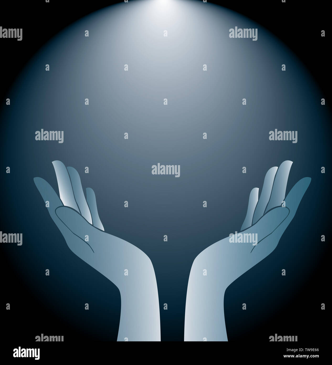 technology hands holding and lighting background Stock Photo