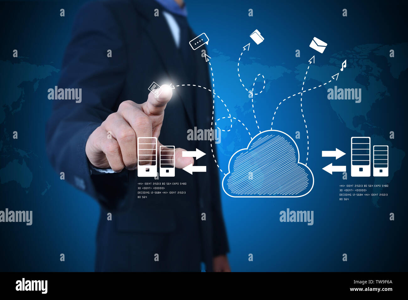 Business man showing concept of cloud computing Stock Photo - Alamy
