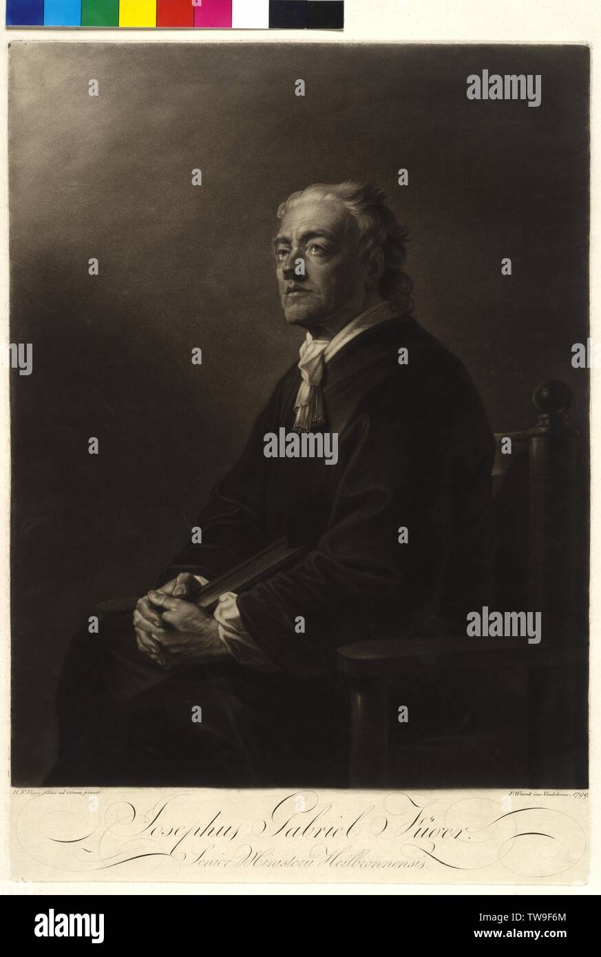Fueger, Joseph Gabriel, mezzotint by Franz Wrenk based on an ad vivum painting by Henry Frederick Fueger, Additional-Rights-Clearance-Info-Not-Available Stock Photo