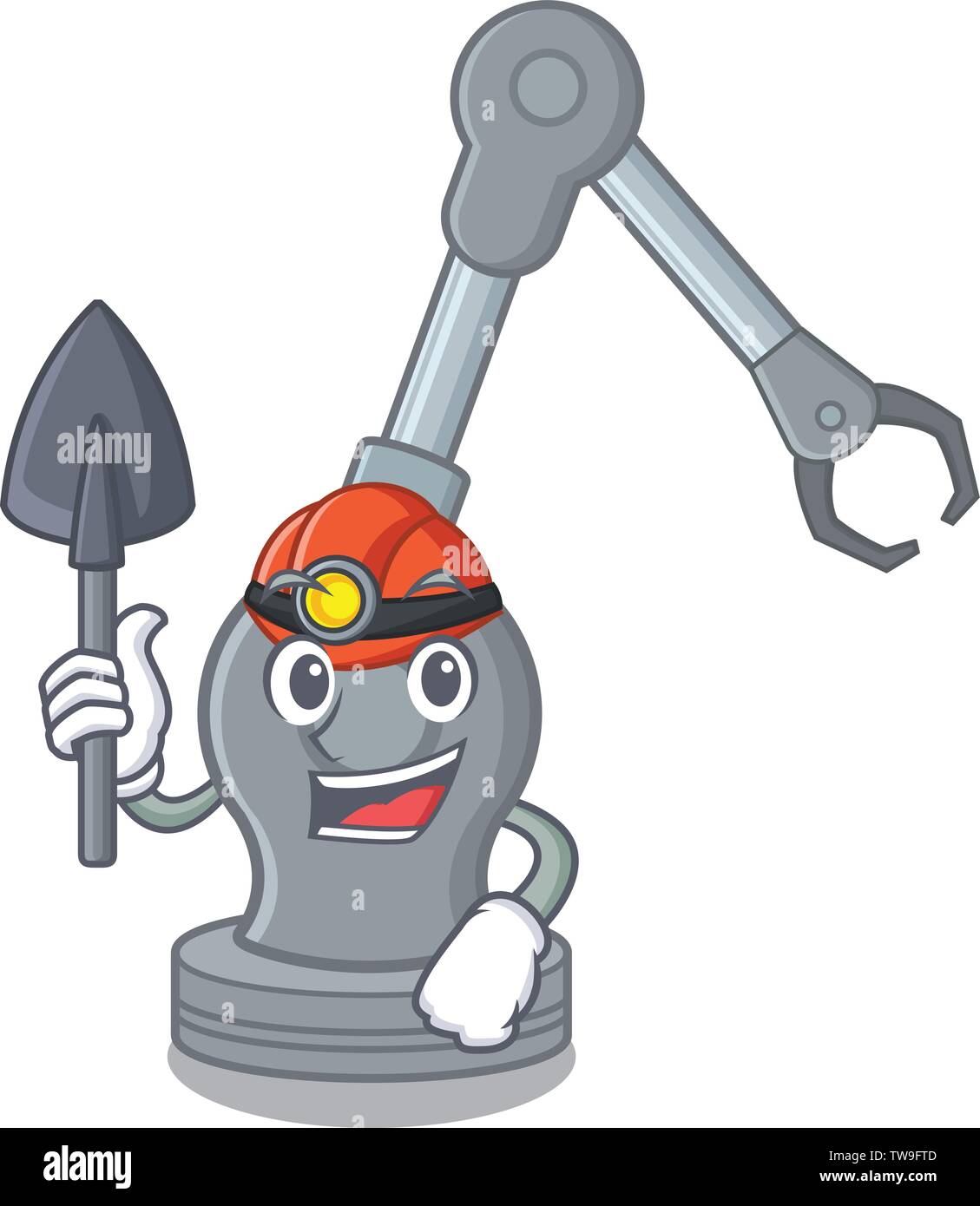 Miner robotic arm machine in the mascot Stock Vector