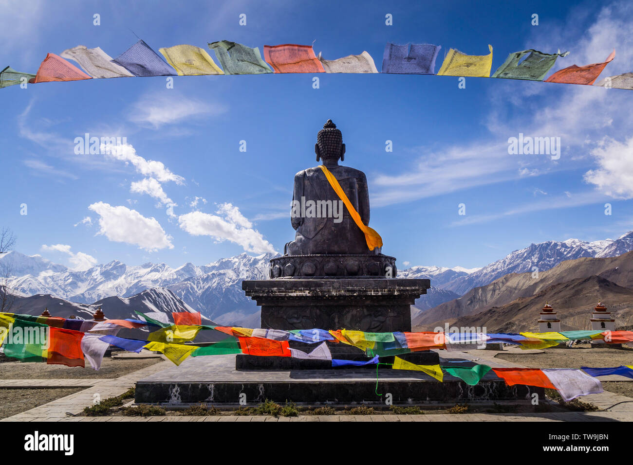 The big Buddha in Mukinath, Mustang Valley, Nepal Stock Photo