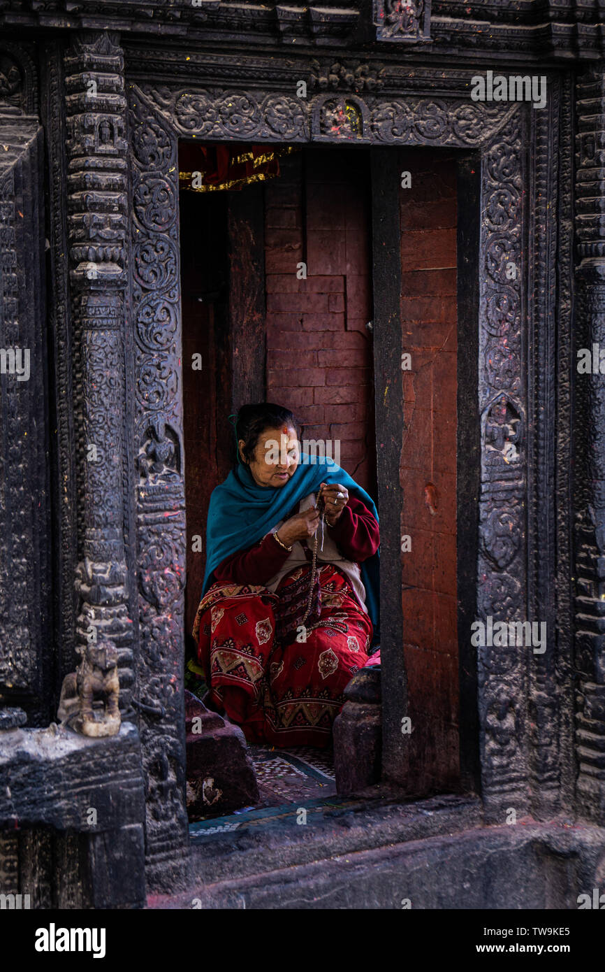 Pashupatinath temple complex in Kathmandu, Nepal.  Bodies of the dead are burnt at this Hindu temple. Stock Photo