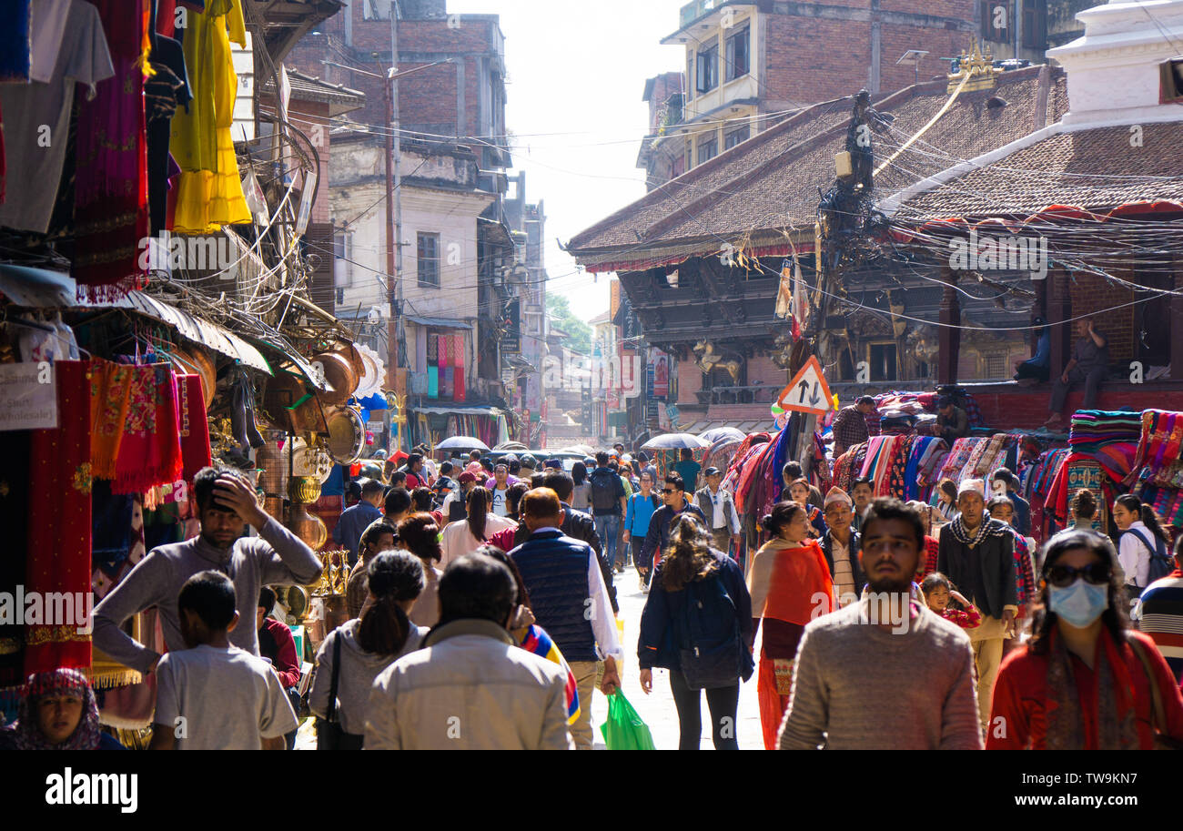 Shopping street kathmandu nepal asia hi-res stock photography and