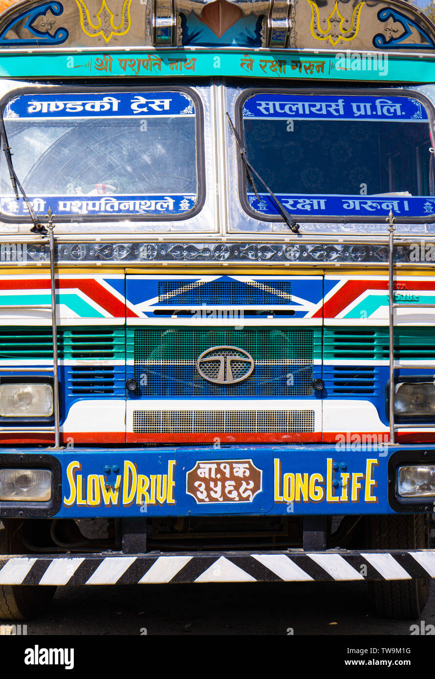 Colourful public transport, Nepal Stock Photo