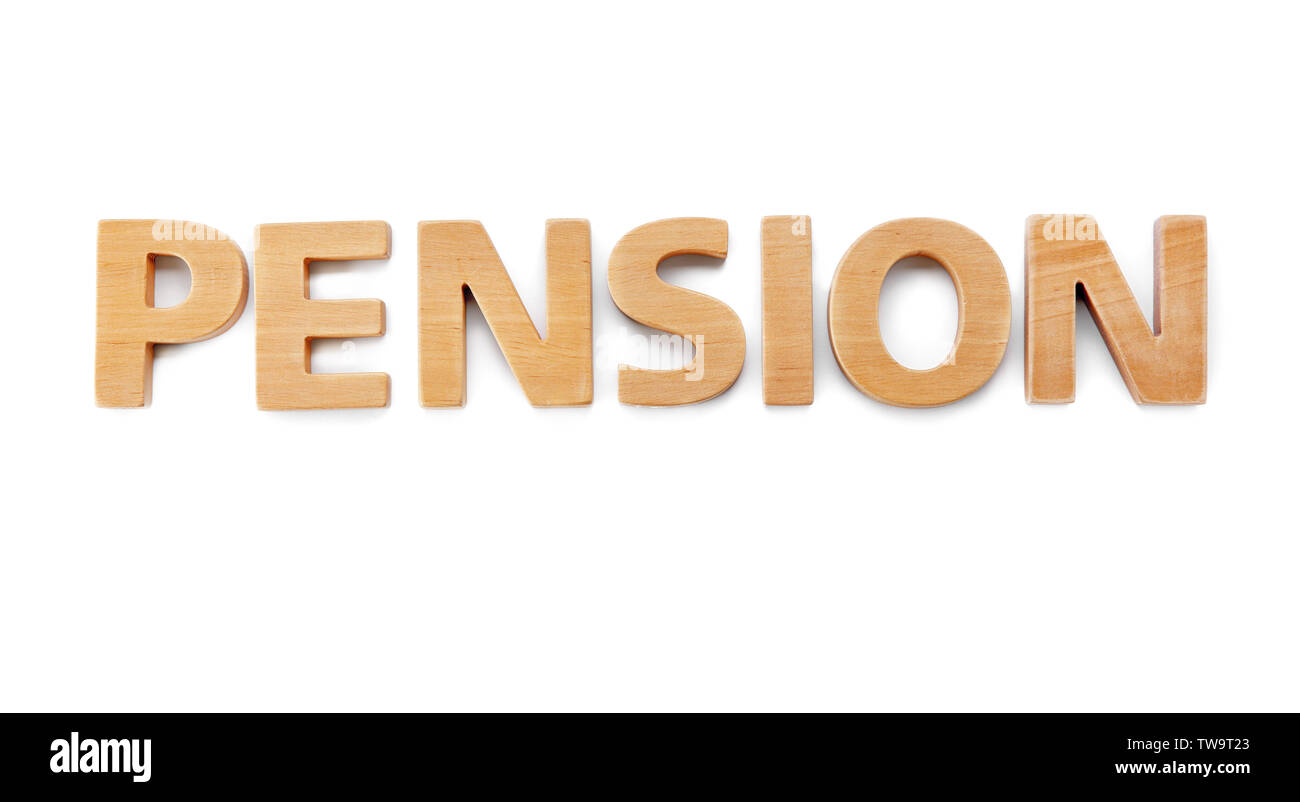 Word "Pension" on white background Stock Photo - Alamy