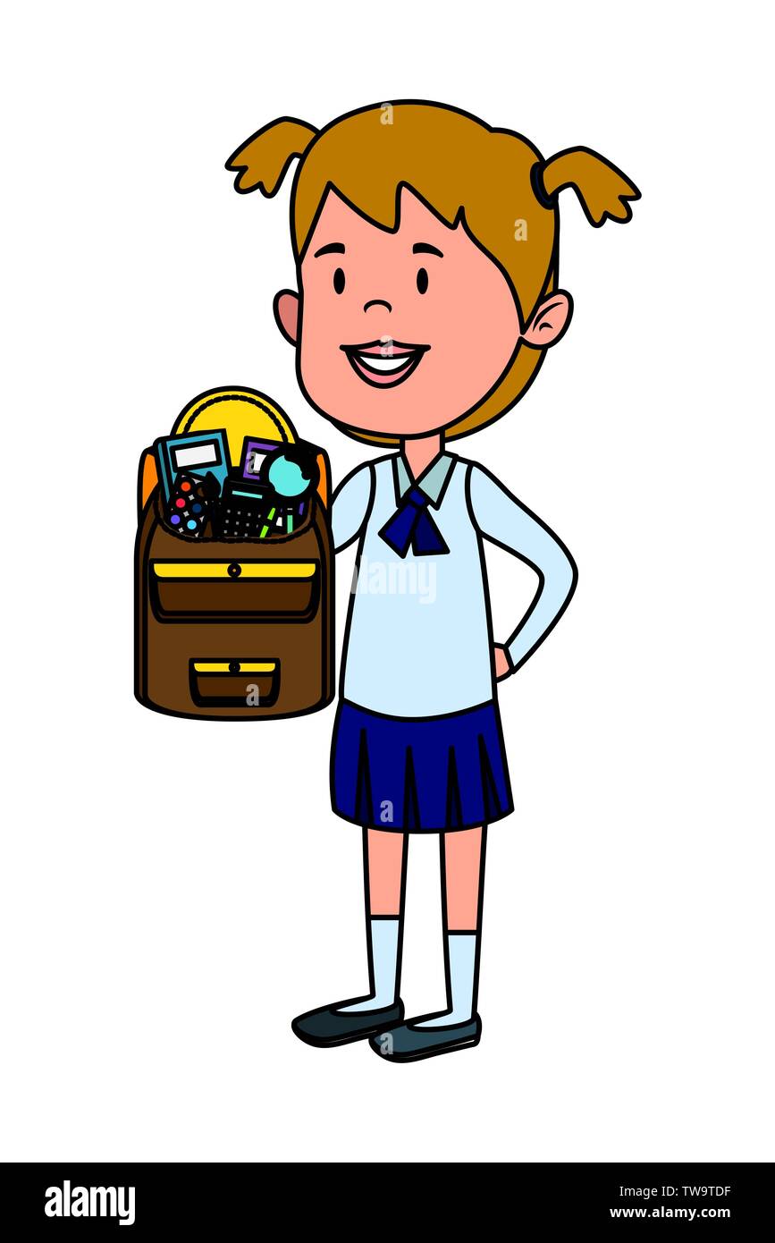 happy student girl with school bag Stock Vector Image & Art - Alamy