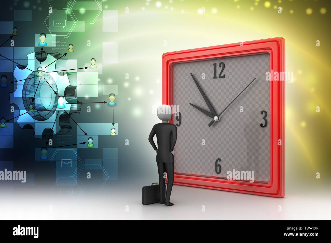 3d man watching clock hi-res stock photography and images - Alamy