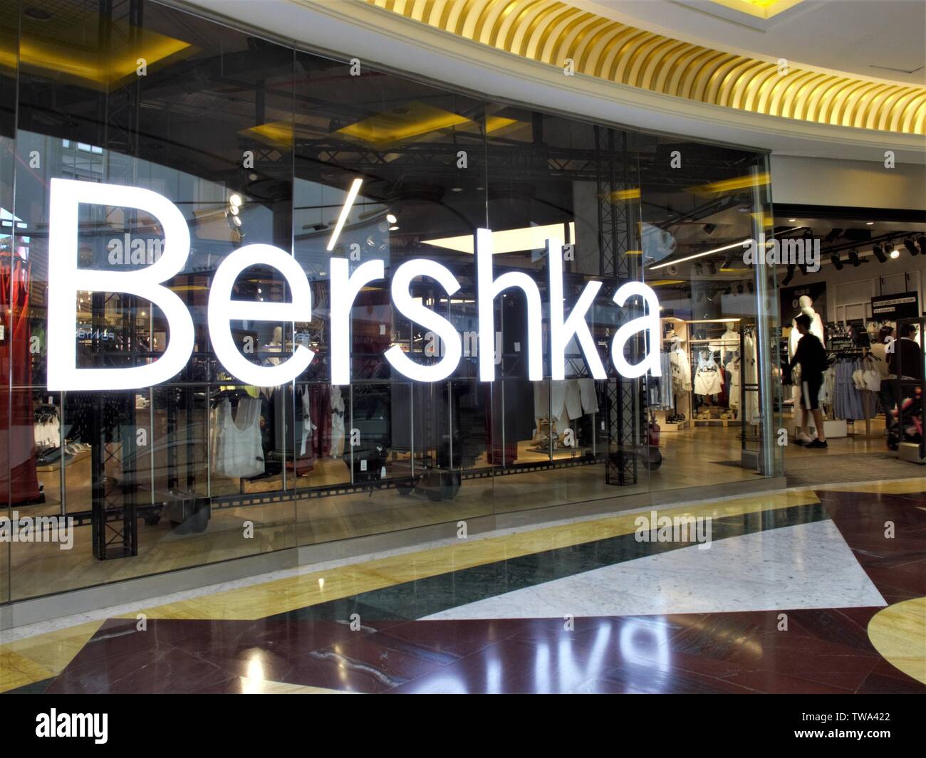 BERSHKA FASHION STORE ENTRANCE IN EUROMA 2 SHOPPING CENTER IN ROME ...