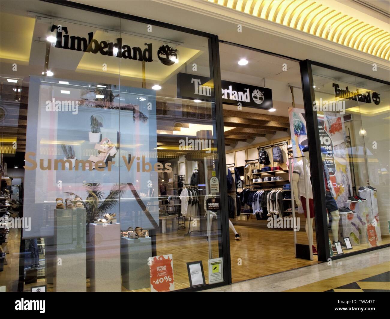 TIMBERLAND SHOES FASHION STORE ENTRANCE IN EUROMA 2 SHOPPING CENTER IN ROME  Stock Photo - Alamy
