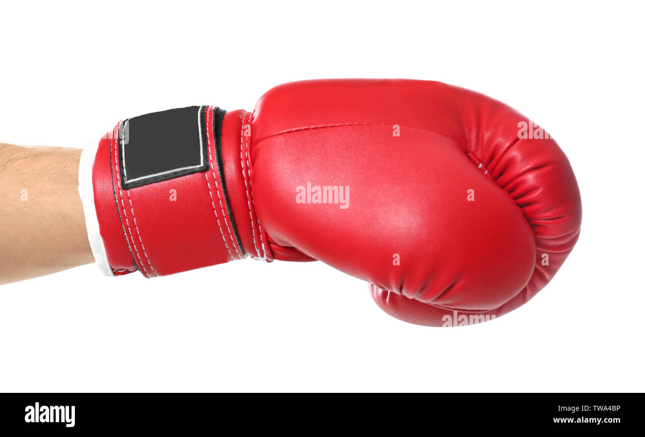 Man in boxing glove on white background Stock Photo Alamy
