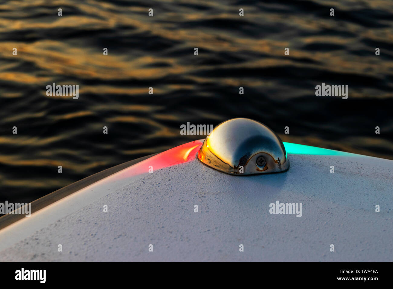 Red and green boat navigation lights. Marine navigation equipment