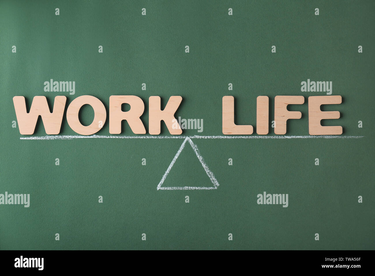 Words WORK, LIFE and scales on color background Stock Photo - Alamy