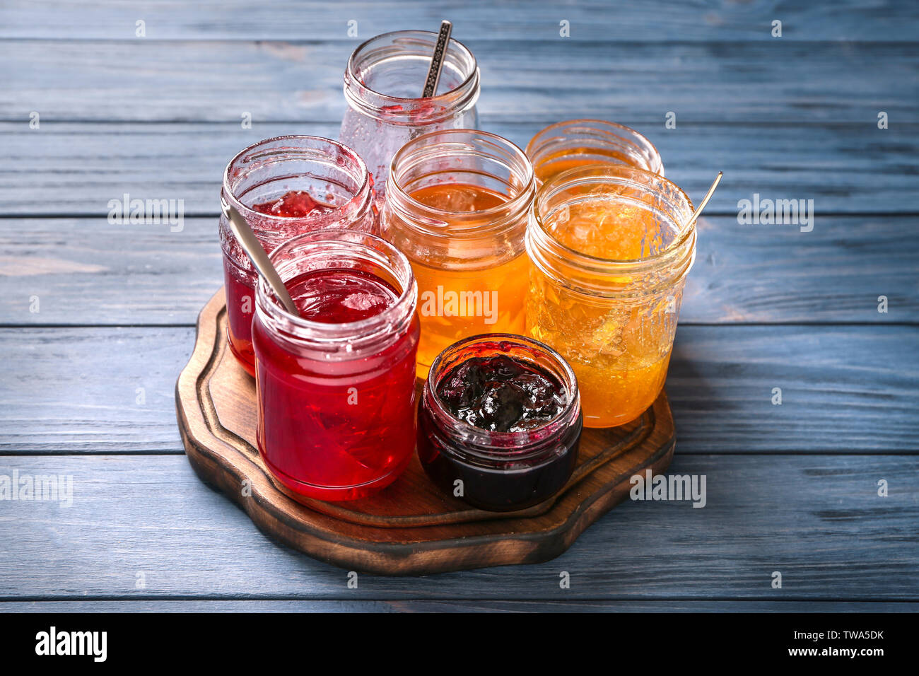 Table Jam Jars different jams on table hi-res stock photography and images - Alamy