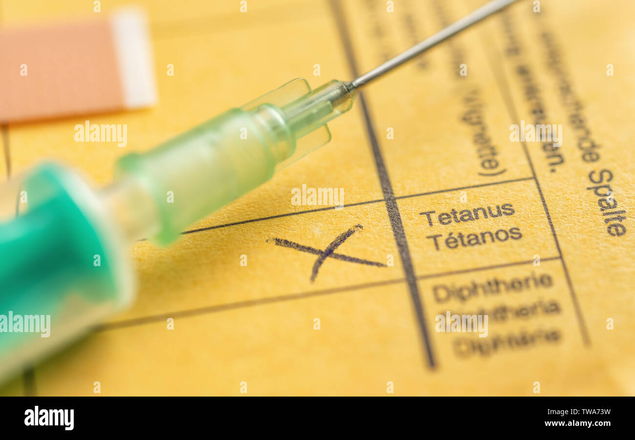 International certificate of vaccination - Tetanus Stock Photo