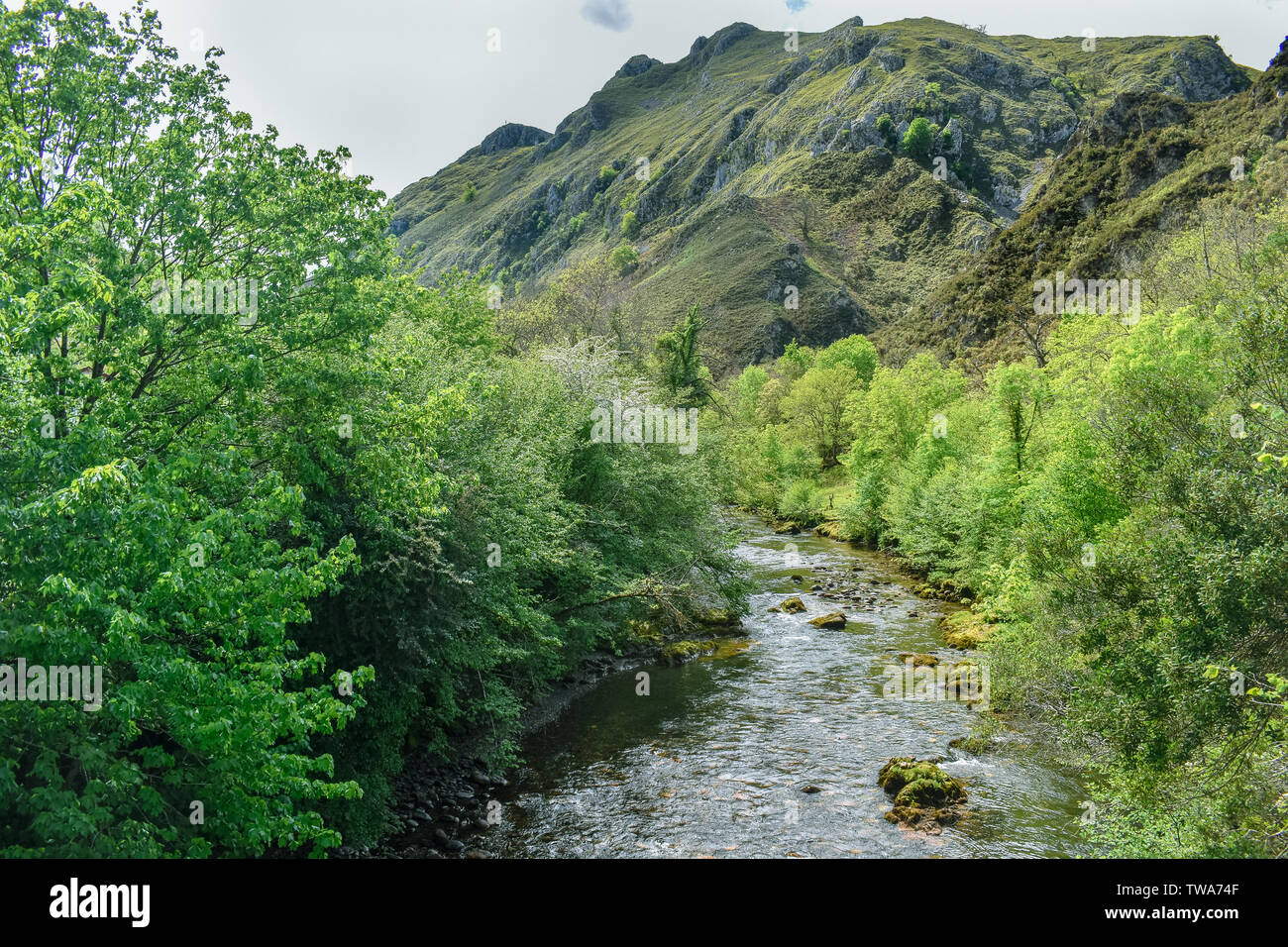 Landscape in Cares Trekking Route, Asturias Stock Photo