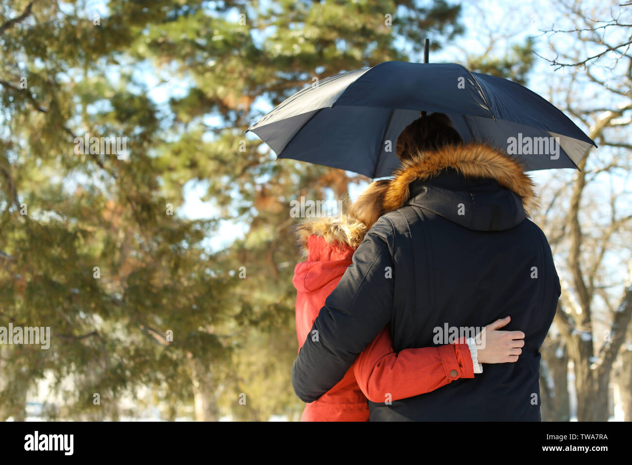 Loving couple in rain umbrella hi-res stock photography and images - Alamy