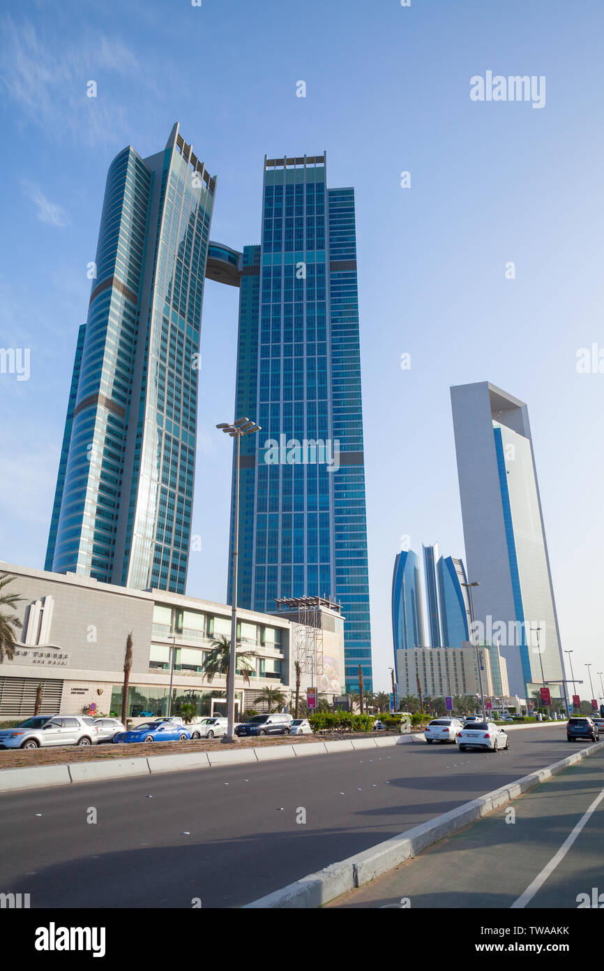 Abu Dhabi, United Arab Emirates - April 9, 2019: Street view with Department of Culture and Tourism of Abu Dhabi Stock Photo