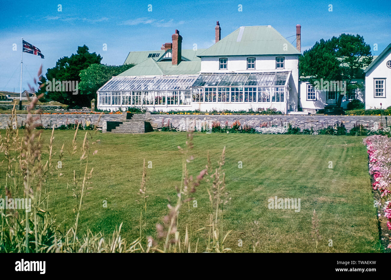 Falkland Islands 1985. Government House at Port Stanley, principal city