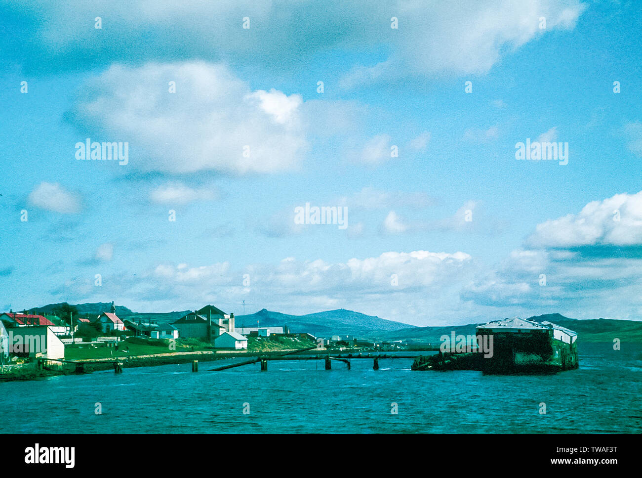 Falkland Islands 1985. Street scene of the Falklands principal city of