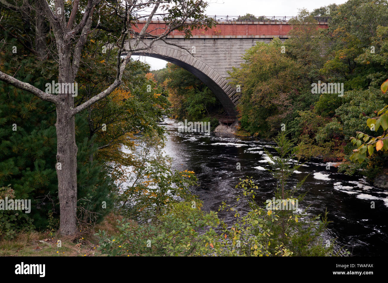 Echo Bridge spanning the Charles River between Needham to Newton Upper
