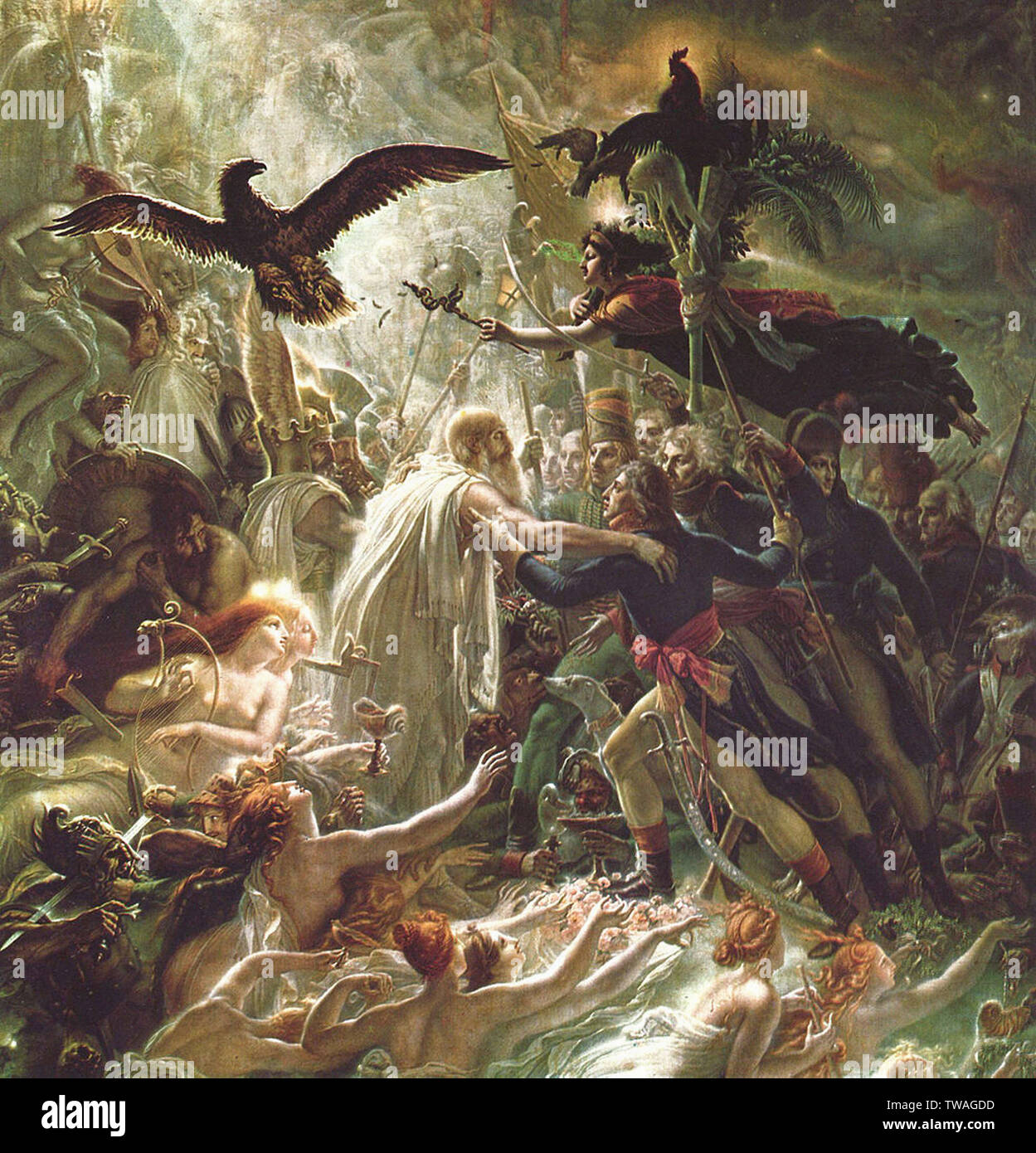 Anne-Louis Girodet de Roussy-Trioson - Ossian Receiving Ghosts French Heroes 1801 Stock Photo