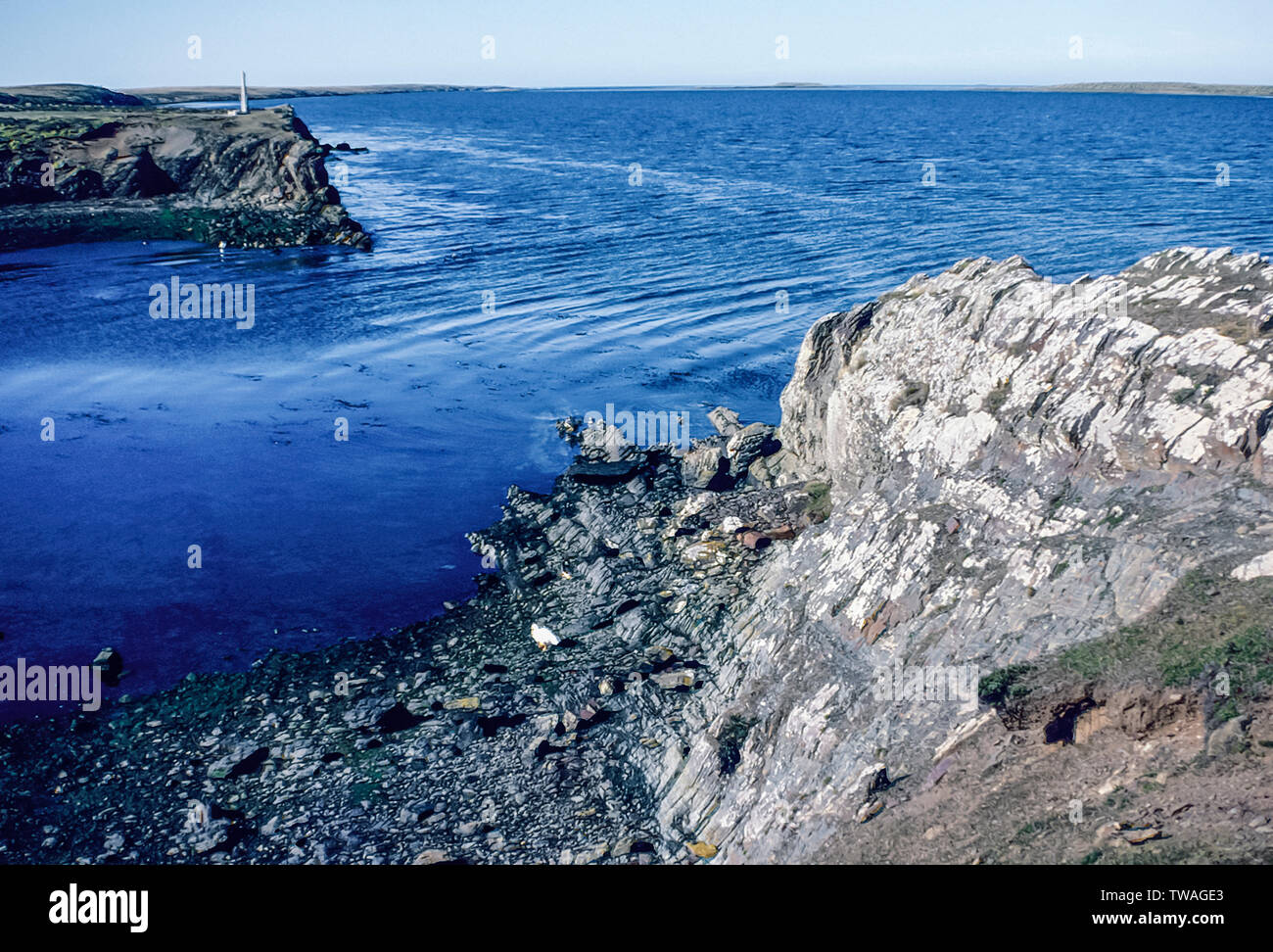 Falkland Islands 1985. The Welsh Guards war memorial at the hamlet of