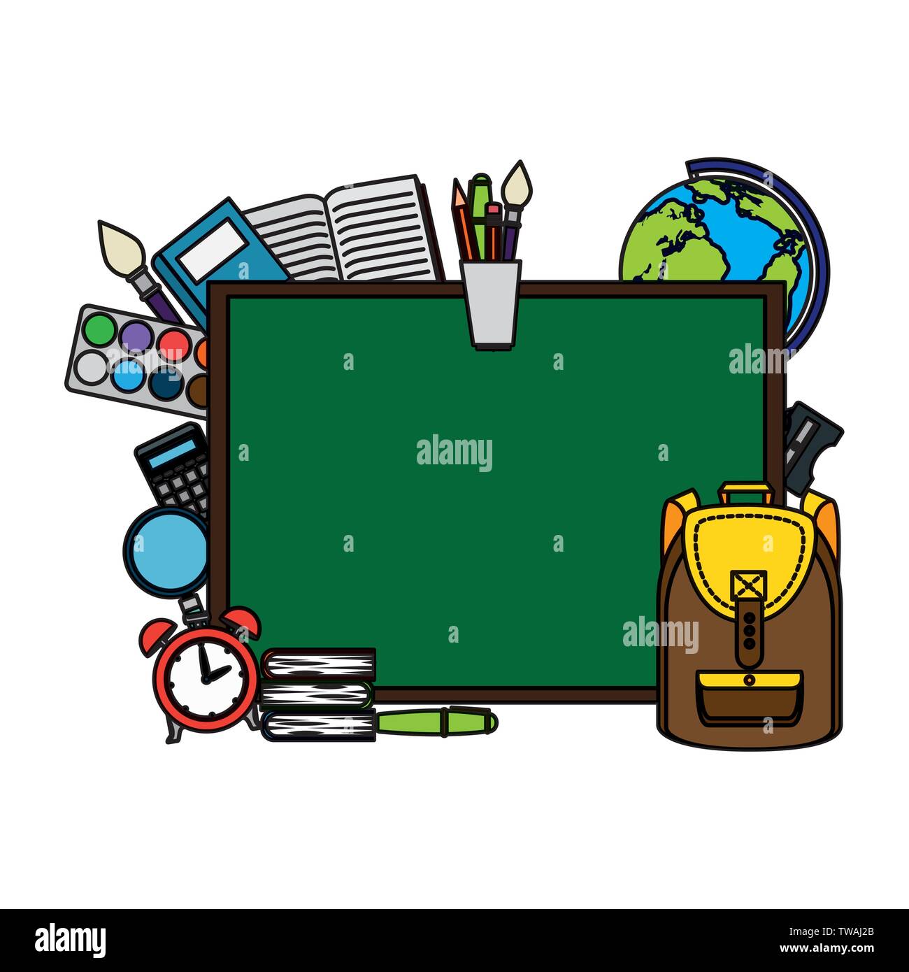 chalkboard school with education elements Stock Vector Image & Art - Alamy