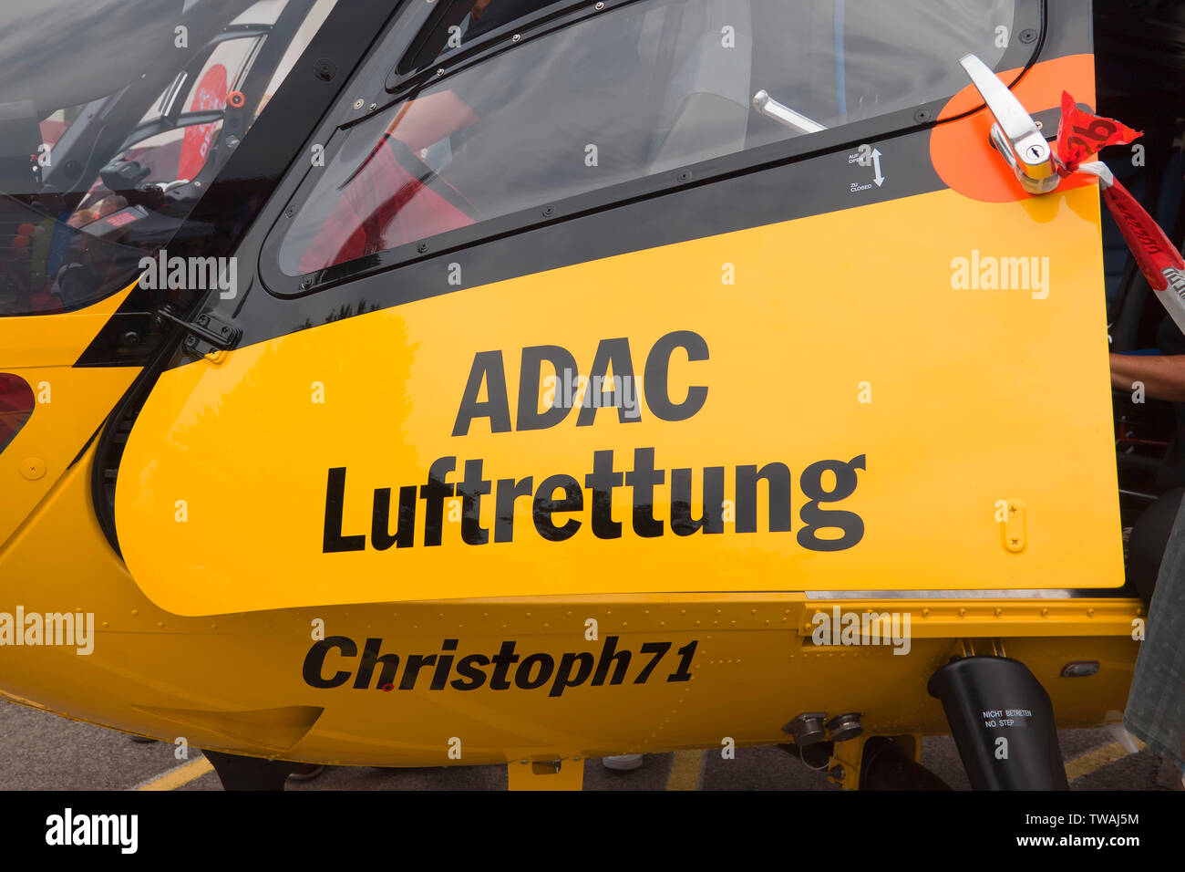 ADAC Luftrettung gGmbH is part of the public-law rescue service system in Germany and is alerted via the European emergency number 112 Stock Photo