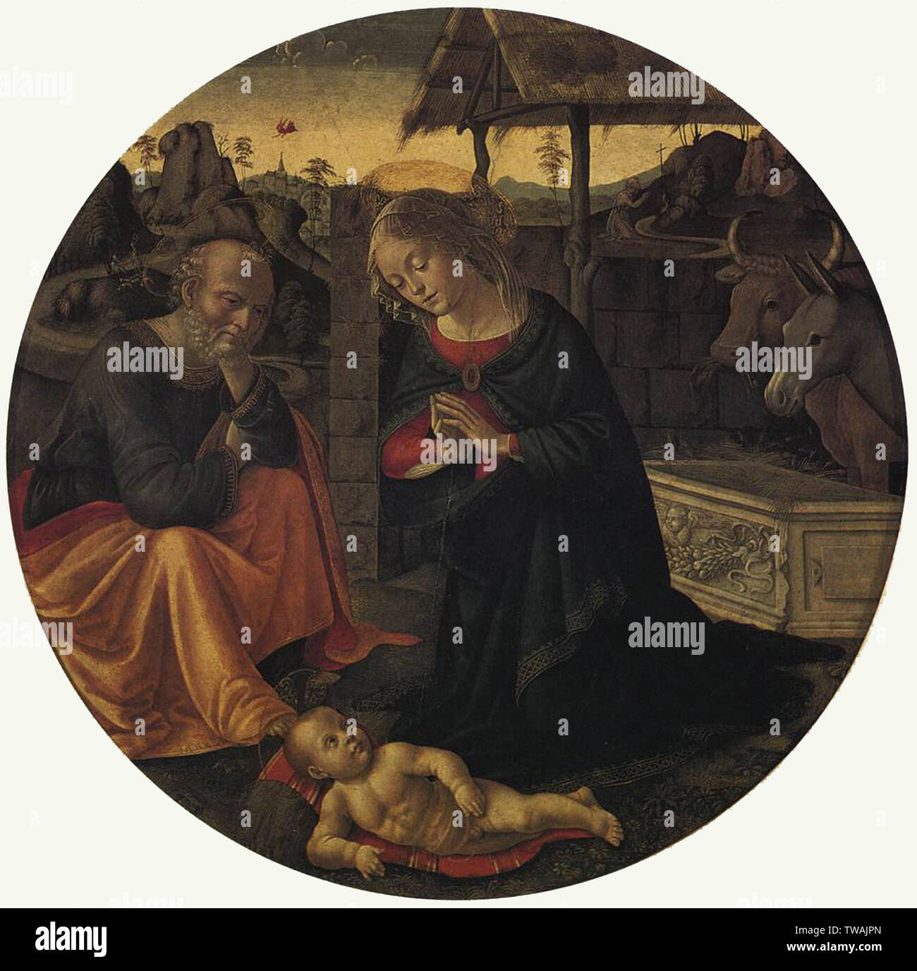 Domenico Ghirlandaio - Adoration Child Stock Photo