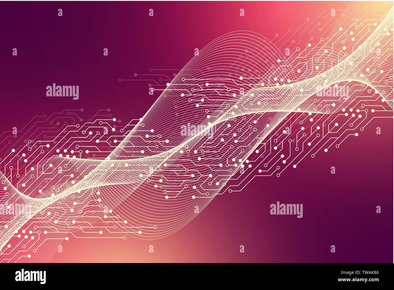 Computer motherboard vector background with circuit board electronic elements. Electronic texture for computer technology, engineering concept Stock Vector
