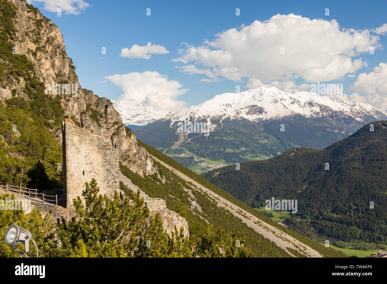 Alpine panorama in Italy, Valtellina Stock Photo