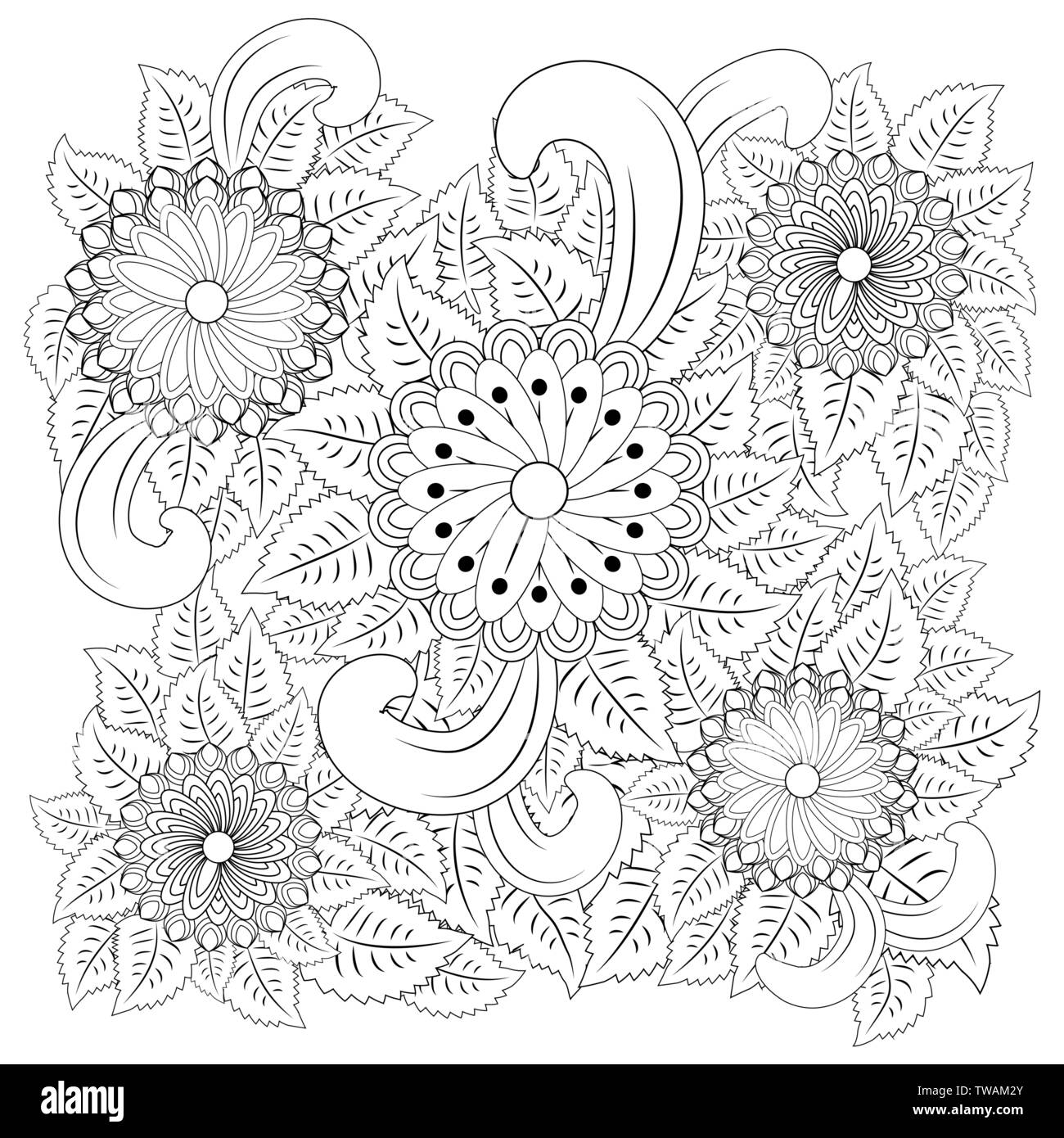 Simple flower zentangle art hi-res stock photography and images - Alamy