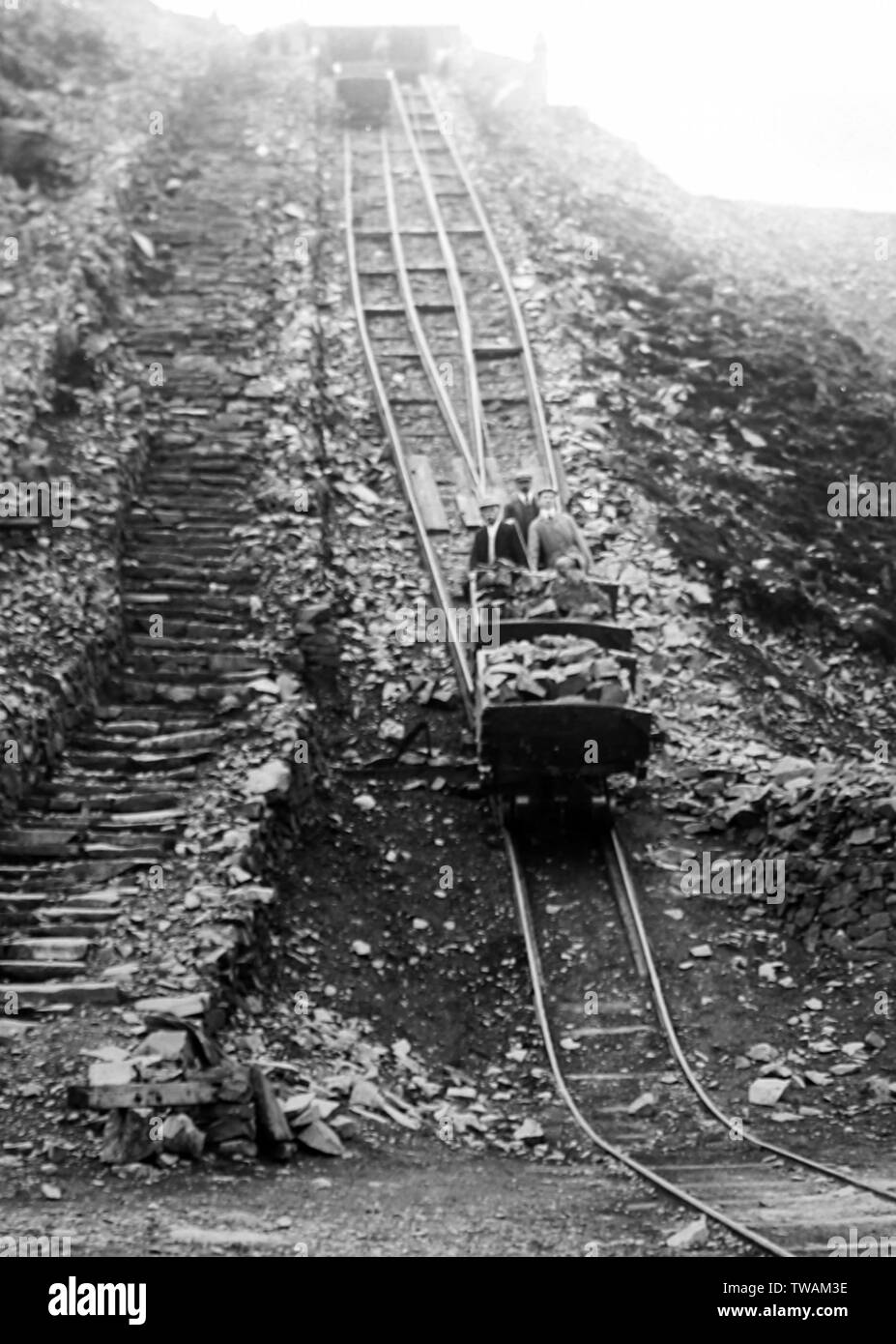 Stone quarry inclined plane railway Stock Photo Alamy