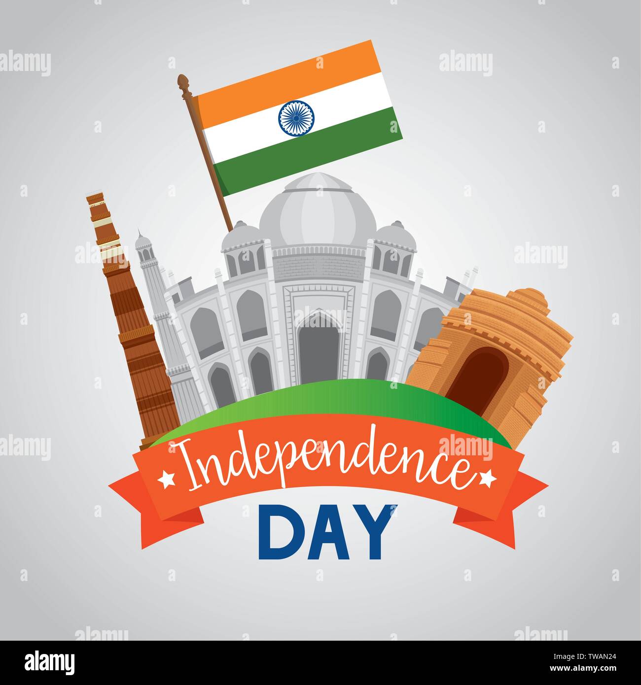 taj mahal with india flag decoration Stock Vector Image & Art - Alamy