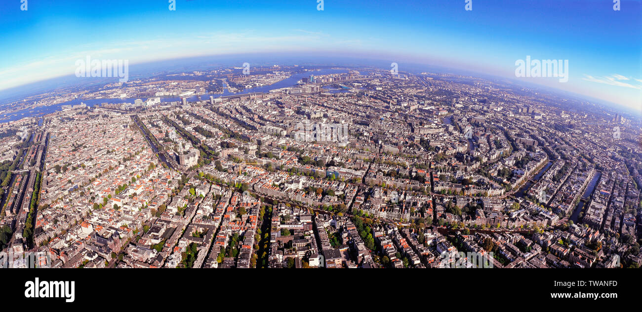 Panorama Aerial of the innercity of Amsterdam, the Netherlands Stock Photo