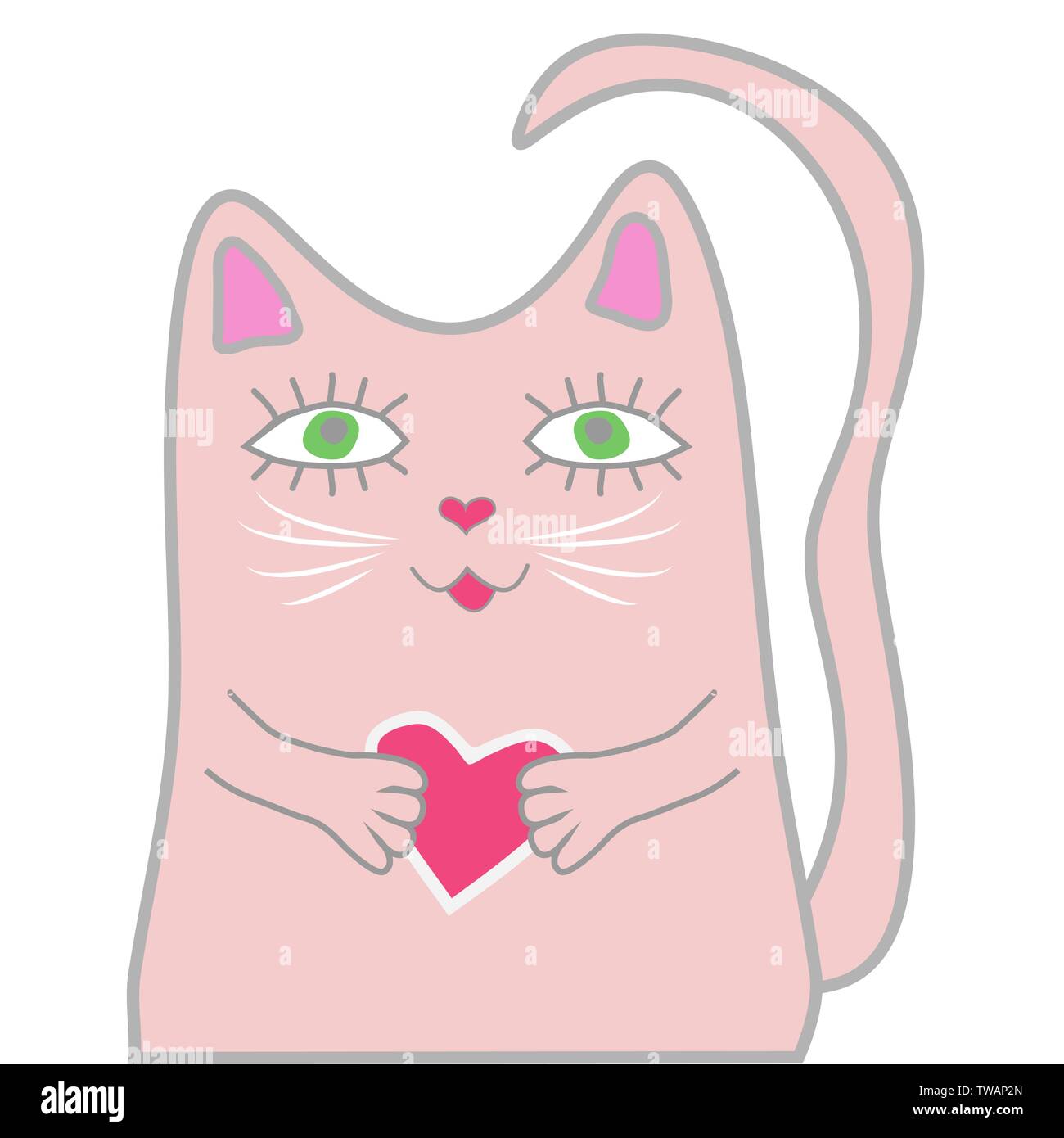 Little Cute Cartoon Kitten Funny Pink Cat Holds A Heart In His Paws Cute Girl Concept Stock Vector Image Art Alamy Little Cute Cartoon Kitten Funny Pink Cat Holds A Heart In His Paws Cute Girl Concept Stock Vector Image Art Alamy
