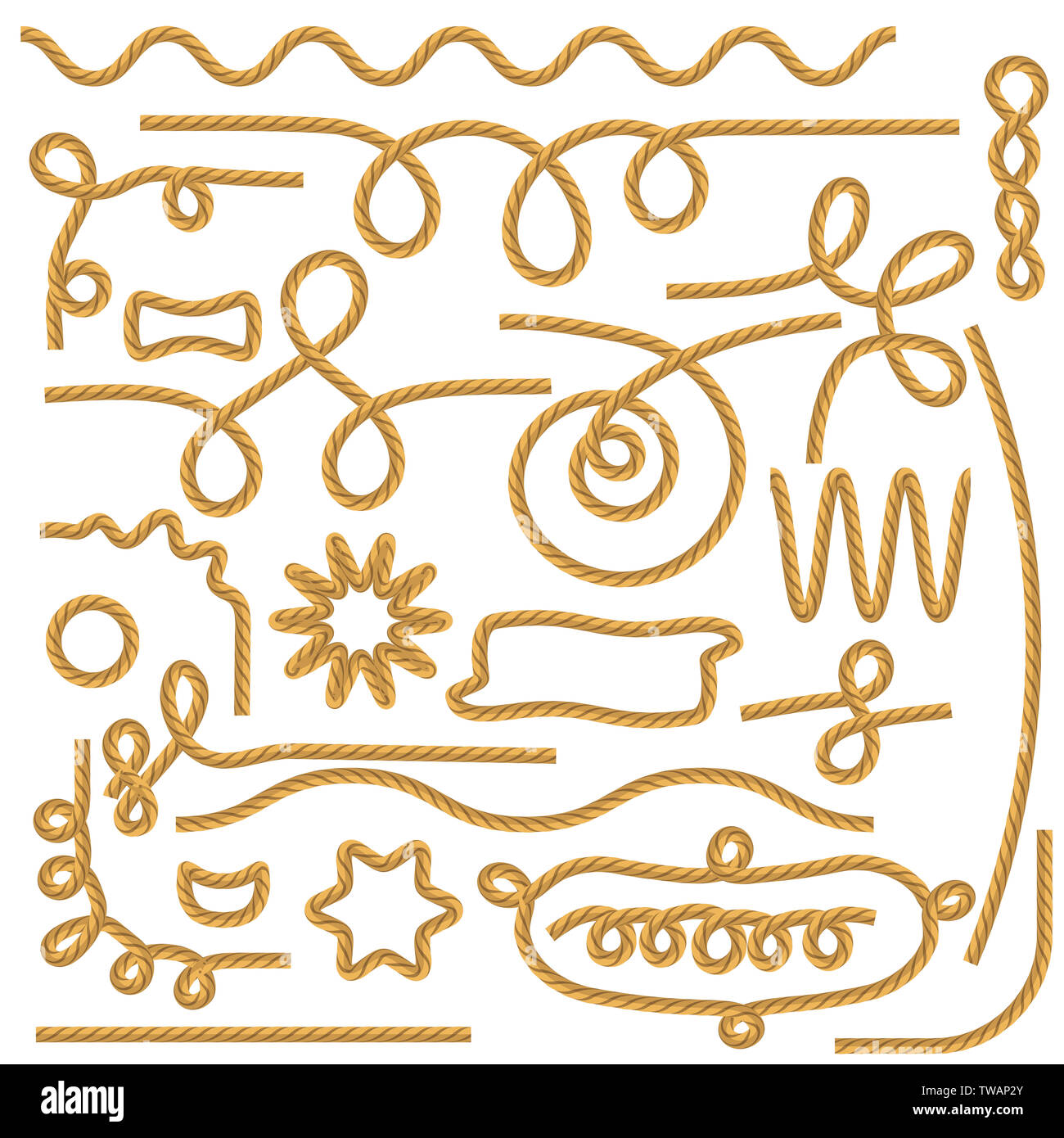 Rope Set Isolated on White Background Stock Photo - Alamy