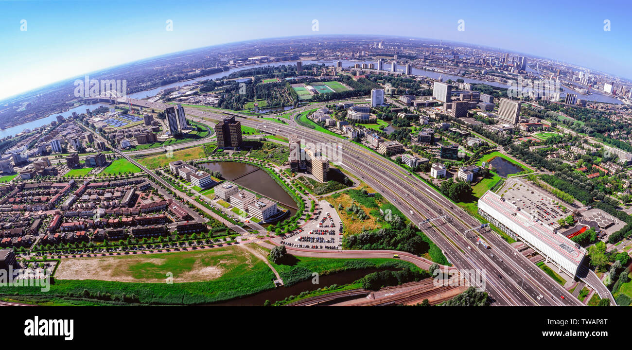 Panorama luchtfoto van Capelle aan de IJssel Stock Photo