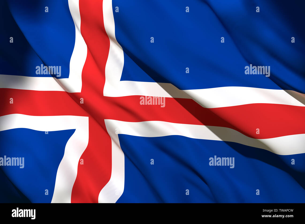 3d rendering of a Iceland national flag waving Stock Photo - Alamy
