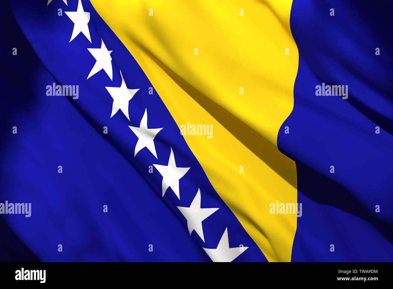 3d rendering of a Bosnia and Herzegovina national flag waving Stock ...